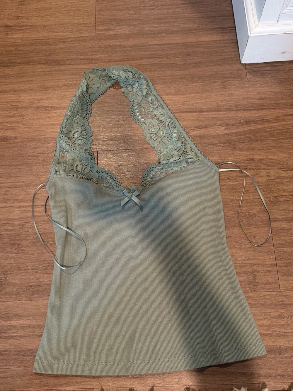 Target Olive Lace Halter Ribbed Camisole